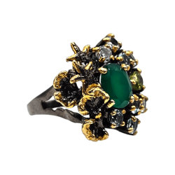 Inel argint cu onix, peridot si topaz - Madammi.ro