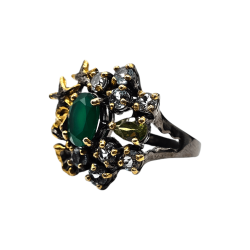 Inel argint cu onix, peridot si topaz - Madammi.ro