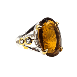 Inel argint cu citrin 15ct- Madammi.ro