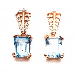 Cercei din argint cu montura de blue topaz si cubic zirconia