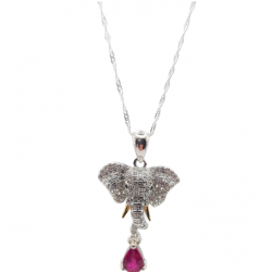 Colier din argint cu pandant cu montura de rubin, spinel  si cubic zirconia - Madammi.ro