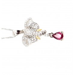 Colier din argint cu pandant cu montura de rubin, spinel  si cubic zirconia - Madammi.ro