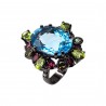 Inel din argint cu swiss blue topaz 20ct, peridot si rodolit - Madammi.ro