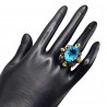Inel din argint cu swiss blue topaz 20ct, peridot si rodolit - Madammi.ro