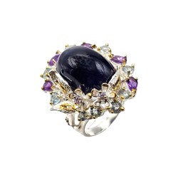 Inel argint cu safir 40ct si ametist - Madammi.ro