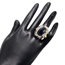 Inel argint cu safir 40ct si ametist - Madammi.ro