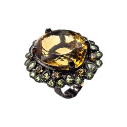 Inel argint cu citrin 40ct, peridot si turmalina - Madammi.ro