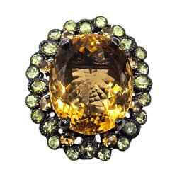Inel argint cu citrin 40ct, peridot si turmalina - Madammi.ro