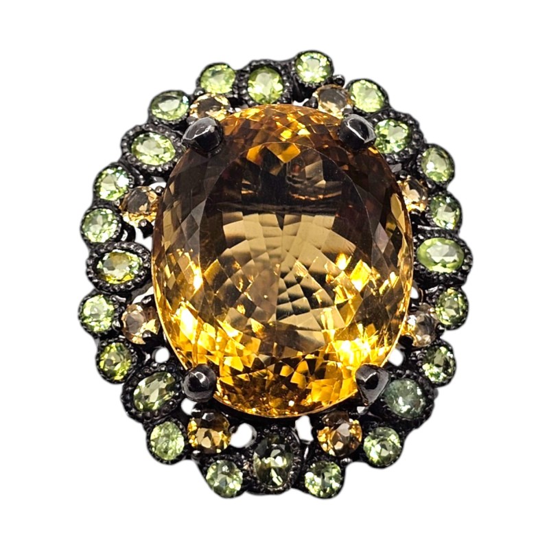 Inel argint cu citrin 40ct, peridot si turmalina - Madammi.ro