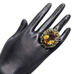 Inel argint cu citrin 40ct, peridot si turmalina - Madammi.ro
