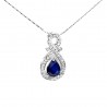 Colier din argint cu pandant cu montura de safir si cubic zirconia - Madammi.ro