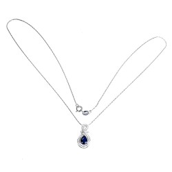 Colier din argint cu pandant cu montura de safir si cubic zirconia - Madammi.ro