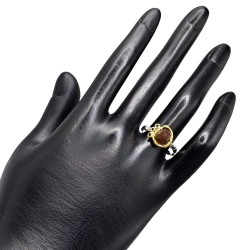 Inel argint cu opal negru si safir - Madammi.ro