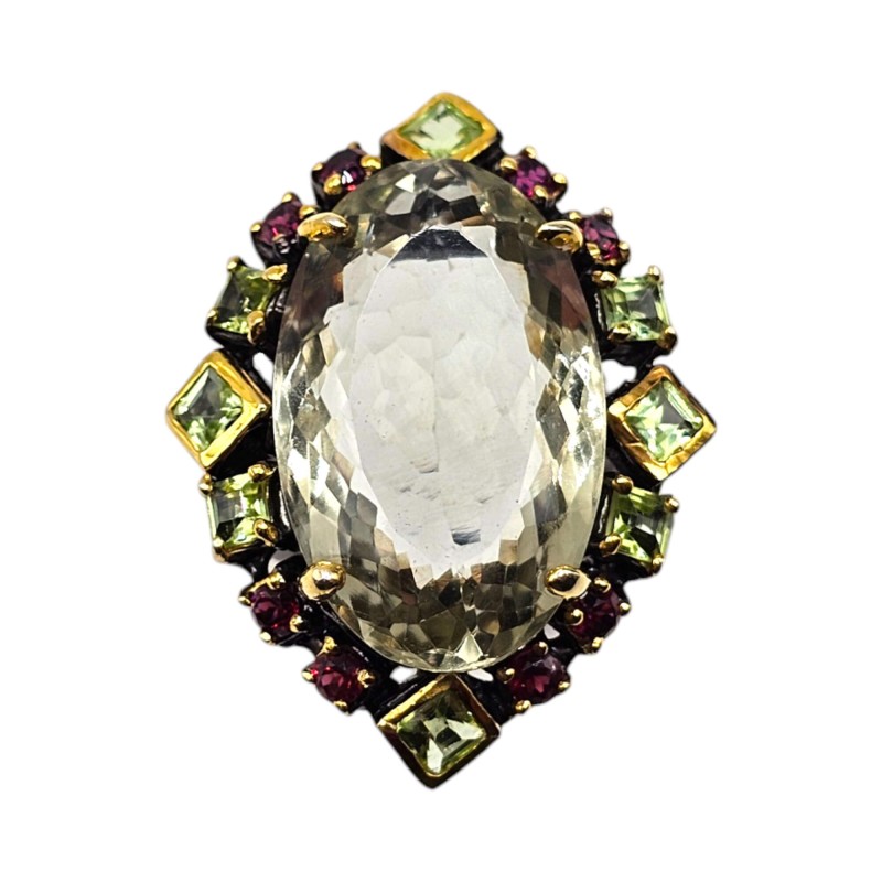 Inel din argint cu ametist verde 38ct - Madammi.ro