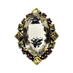 Inel din argint cu ametist verde 38ct - Madammi.ro