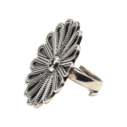 Inel masiv din argint cu aspect vintage - floare - India-Madammi.ro