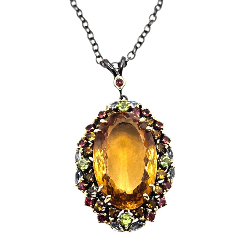 Colier din argint cu ccitrin, peridot, topaz si turmalina - Madammi.ro Colier din argint cu ccitrin, peridot, topaz si turmalina - Madammi.ro