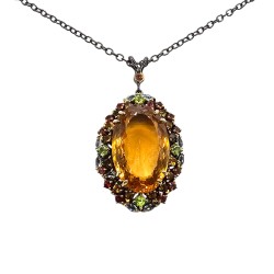 Colier din argint cu ccitrin, peridot, topaz si turmalina - Madammi.ro