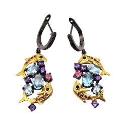 Set din argint cu topaz, turmalina, spinel si rodolit - Madammi.ro