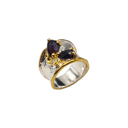 Inel argint cu opal negru si topaz - Madammi.ro