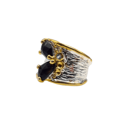 Inel argint cu opal negru si topaz - Madammi.ro