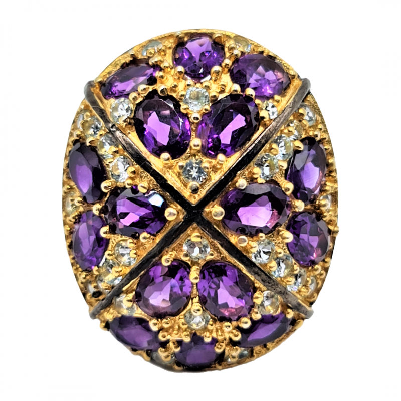 Inel din argint cu ametist si blue topaz - Madammi.ro Inel din argint cu ametist si blue topaz - Madammi.ro