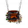 Colier din argint cu cuart coniac 60ct, peridot, granat, crom diopsid si cubic zirconia - Madammi.ro