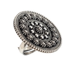 Inel masiv din argint cu aspect vintage - mandala - India-Madammi.ro