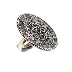 Inel masiv din argint cu aspect vintage - mandala - India - Madammi.ro