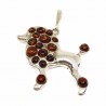 Pandantiv din argint cu montura de chihlimbar baltic si cubic zirconia- caine poodle