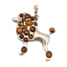 Pandantiv din argint cu montura de chihlimbar baltic si cubic zirconia- caine poodle