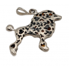 Pandantiv din argint cu montura de chihlimbar baltic si cubic zirconia- caine poodle