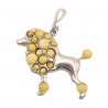Pandantiv din argint cu montura de chihlimbar butterscotch si cubic zirconia- caine poodle