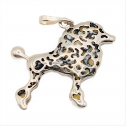 Pandantiv din argint cu montura de chihlimbar butterscotch si cubic zirconia- caine poodle