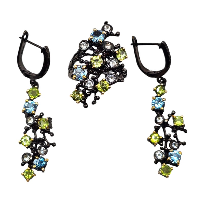 Set din argint cu topaz si peridot - Madammi.ro