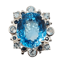 Inel argint cu topaz albastru 28ct si safir - Madammi.ro
