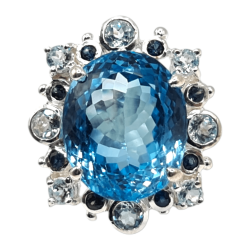 Inel argint cu topaz albastru 28ct si safir - Madammi.ro
