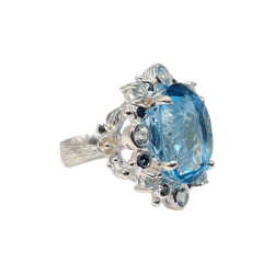 Inel argint cu topaz albastru 28ct si safir - Madammi.ro
