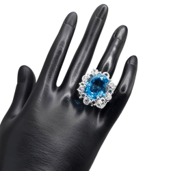 Inel argint cu topaz albastru 28ct si safir - Madammi.ro