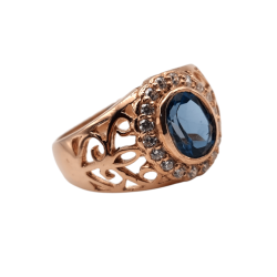 Inel din argint cu blue topaz si cz - model marchiza - Madammi.ro