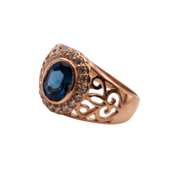 Inel din argint cu blue topaz si cz - model marchiza - Madammi.ro