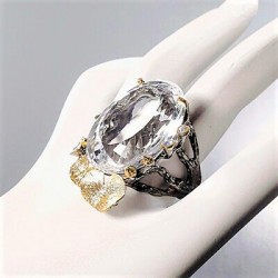 Inel din argint cu cuart hialin, blue topaz si cubic zirconia - Madammi.ro