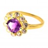 Inel din argint cu ametist si cubic zirconia-floare-Madammi.ro