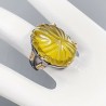 Inel din argint cu cuart lemon gravat 35ct  - Madammi.ro