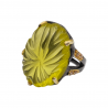 Inel din argint cu cuart lemon gravat 35ct  - Madammi.ro