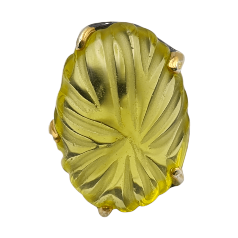 Inel din argint cu cuart lemon gravat 35ct  - Madammi.ro