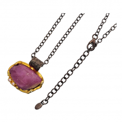 Colier din argint cu pandant cu montura de rubin 36ct - Madammi.ro