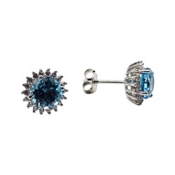 Cercei din argint cu topaz albastru si zircon - Madammi.ro