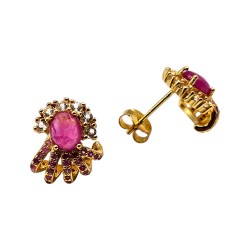 Cercei argint cu rubin, safir si zircon - Madammi.ro