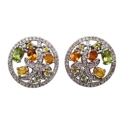 Cercei din argint cu safir multicolor - Madammi.ro